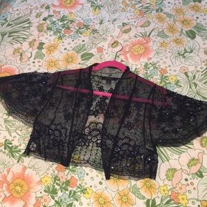 Express sheer sequined/embroidered top